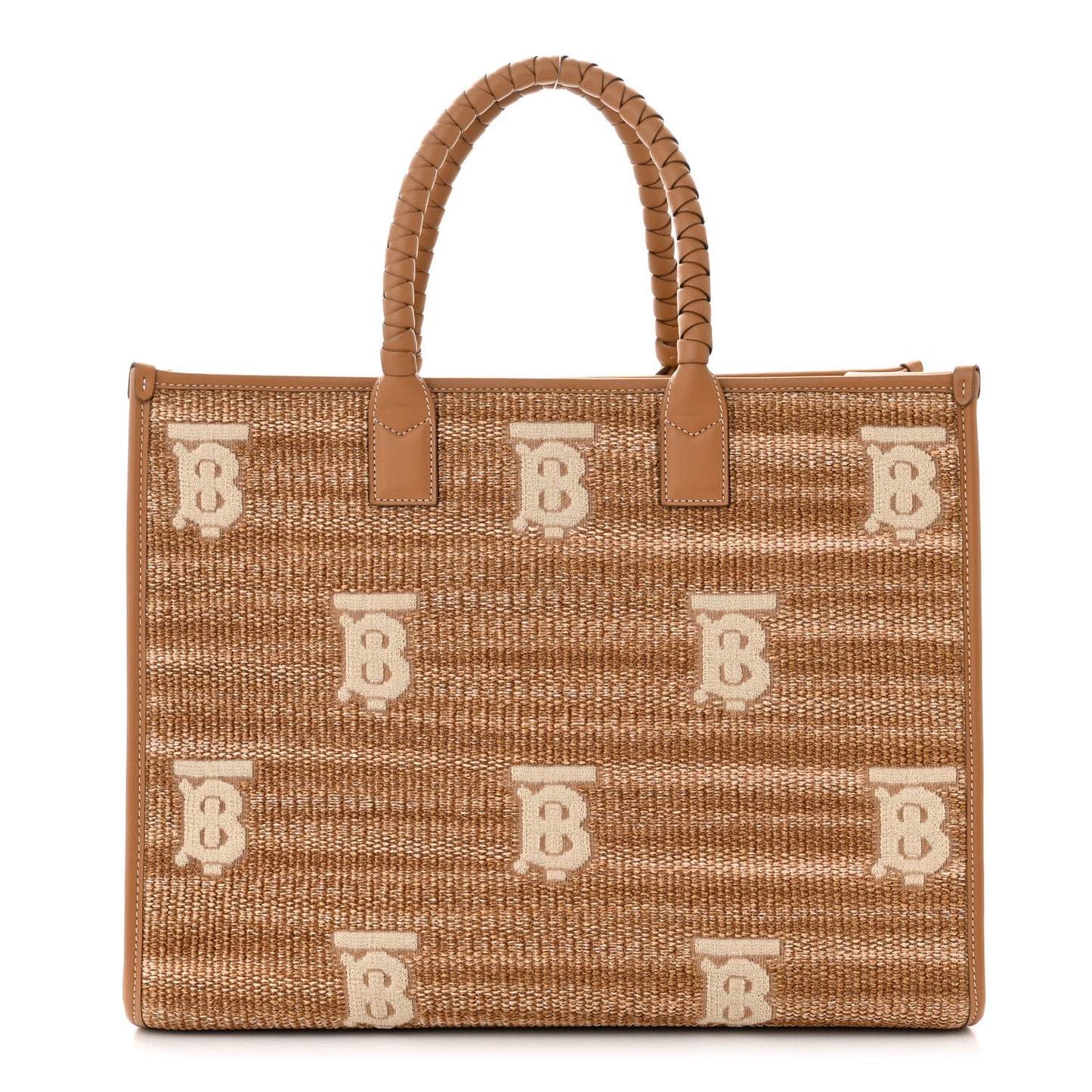 Raffia Calfskin Large Freya Tote Natural