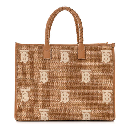 Burberry Raffia Calfskin Large Freya Tote Natural 1 of 10