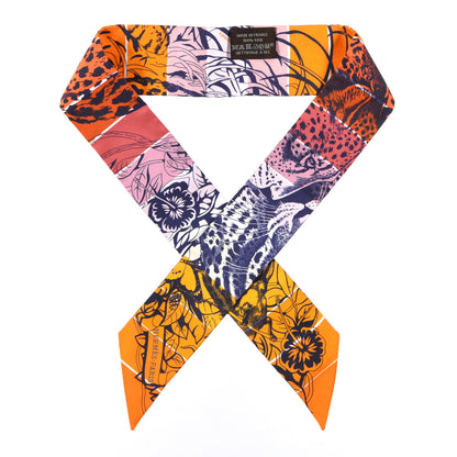 Hermes Silk Jungle Love Rainbow Twilly Orange Encre Vieux Rose 1 of 4