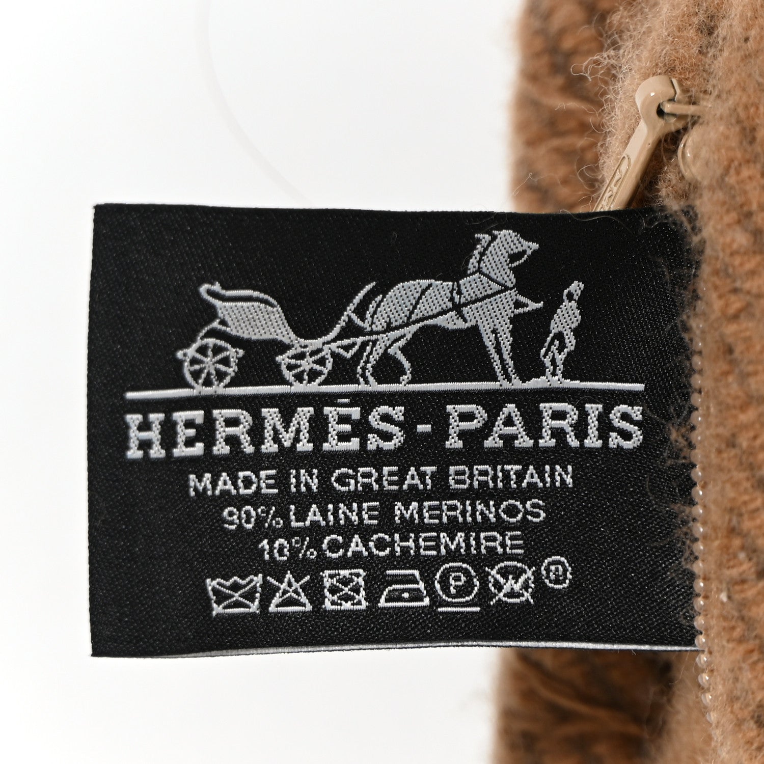 Hermes Wool Cashmere Avalon Pillow PM Ecru Camel 3 of 3