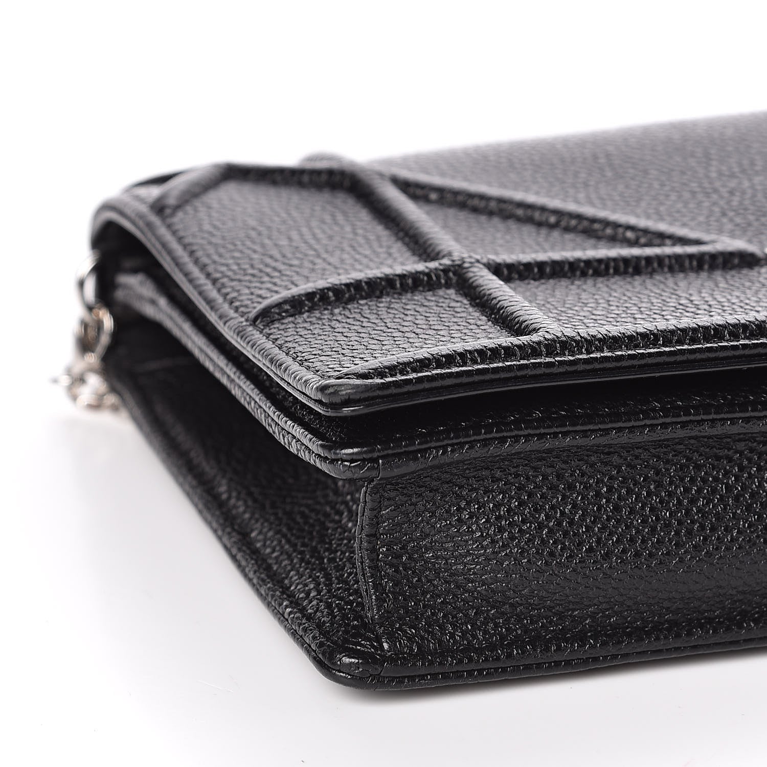 Christian Dior Grained Calfskin Diorama Wallet on Chain Pouch Black 8 of 10
