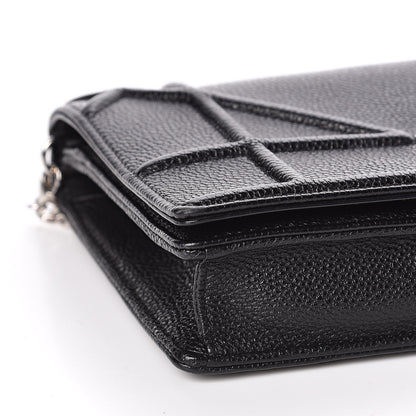 Christian Dior Grained Calfskin Diorama Wallet on Chain Pouch Black 8 of 10