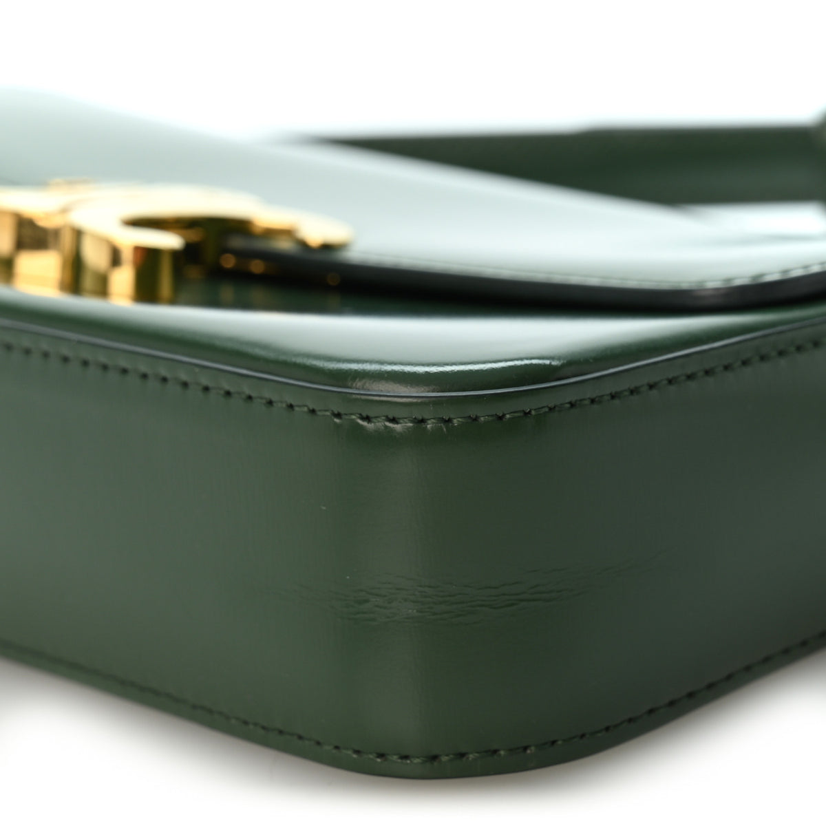 Shiny Calfskin Triomphe Shoulder Bag Forest