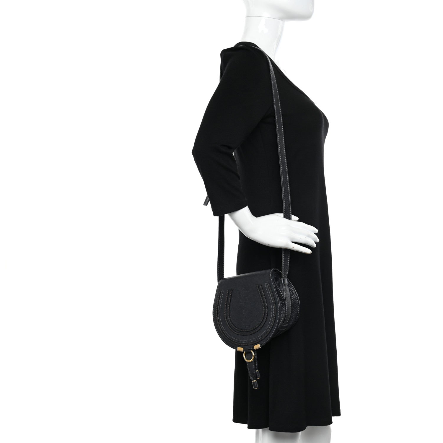 Chloe Calfskin Mini Marcie Round Crossbody Bag Black 2 of 12