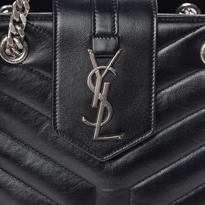 Saint Laurent Calfskin Y Quilted Monogram Small Loulou Shopper Black 7 of 10