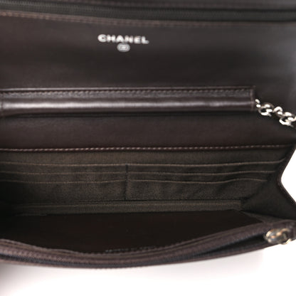 Chanel Patent Quilted Wallet On Chain WOC Dark Brown 5 of 12