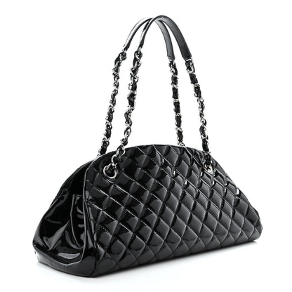 Chanel Patent Quilted Medium Just Mademoiselle Bowling Bag Black 3 of 10