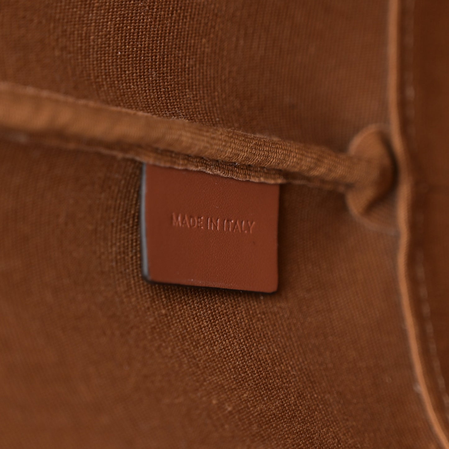 Triomphe Canvas Calfskin Small Bucket Bag Tan