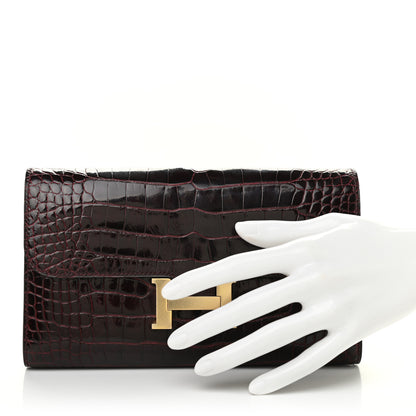 Hermes Shiny Alligator Constance Long Wallet Bordeaux 12 of 12