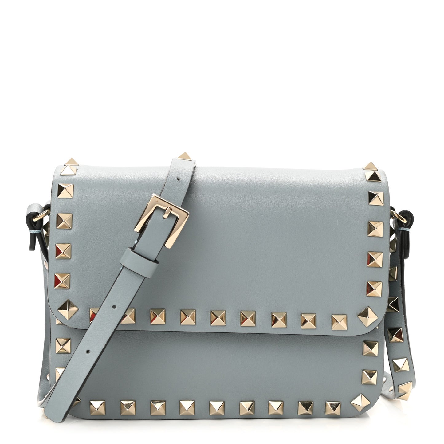 Vitello Rockstud Flap Crossbody Bag London Stone