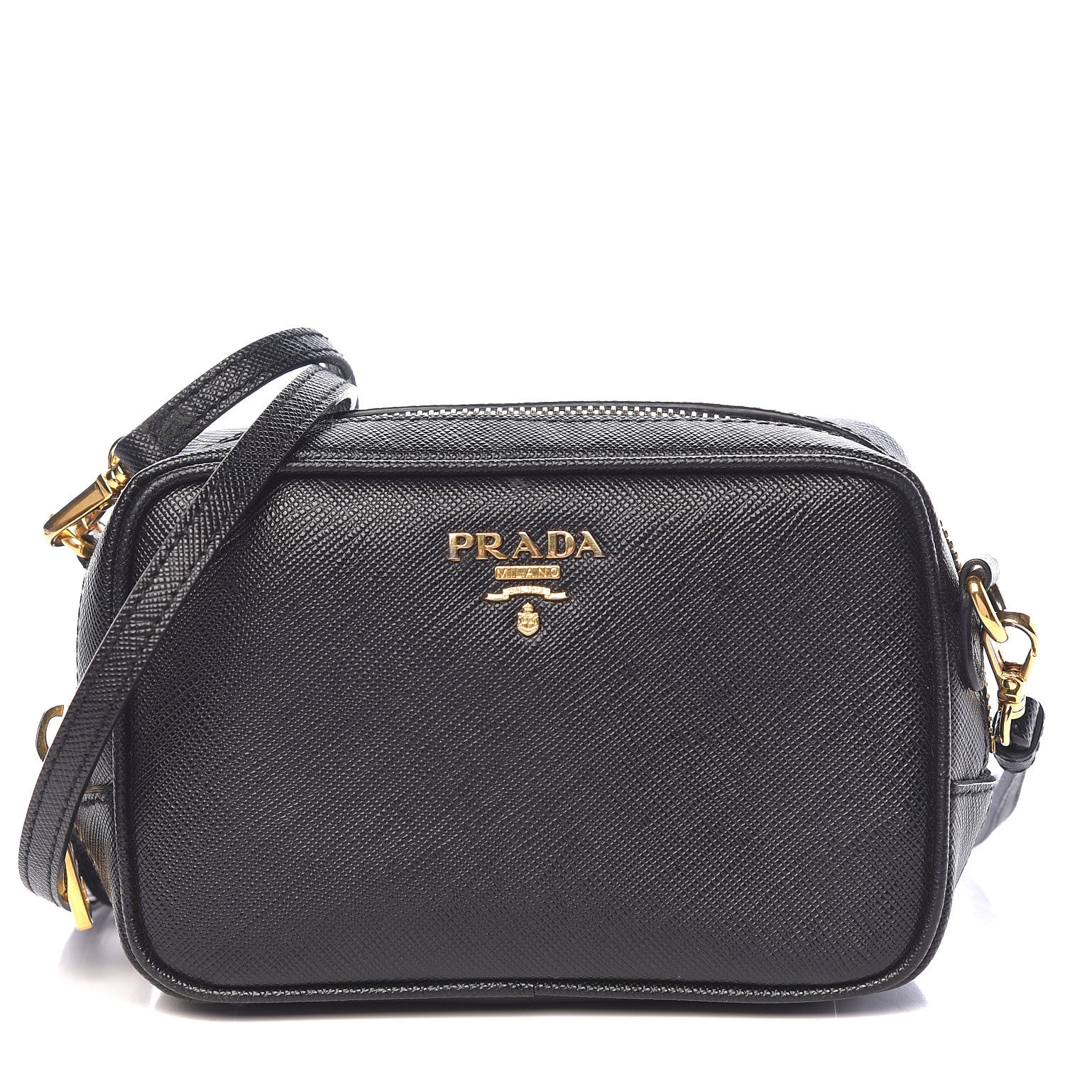Prada Saffiano Mini Camera Crossbody Bag Black 1 of 14