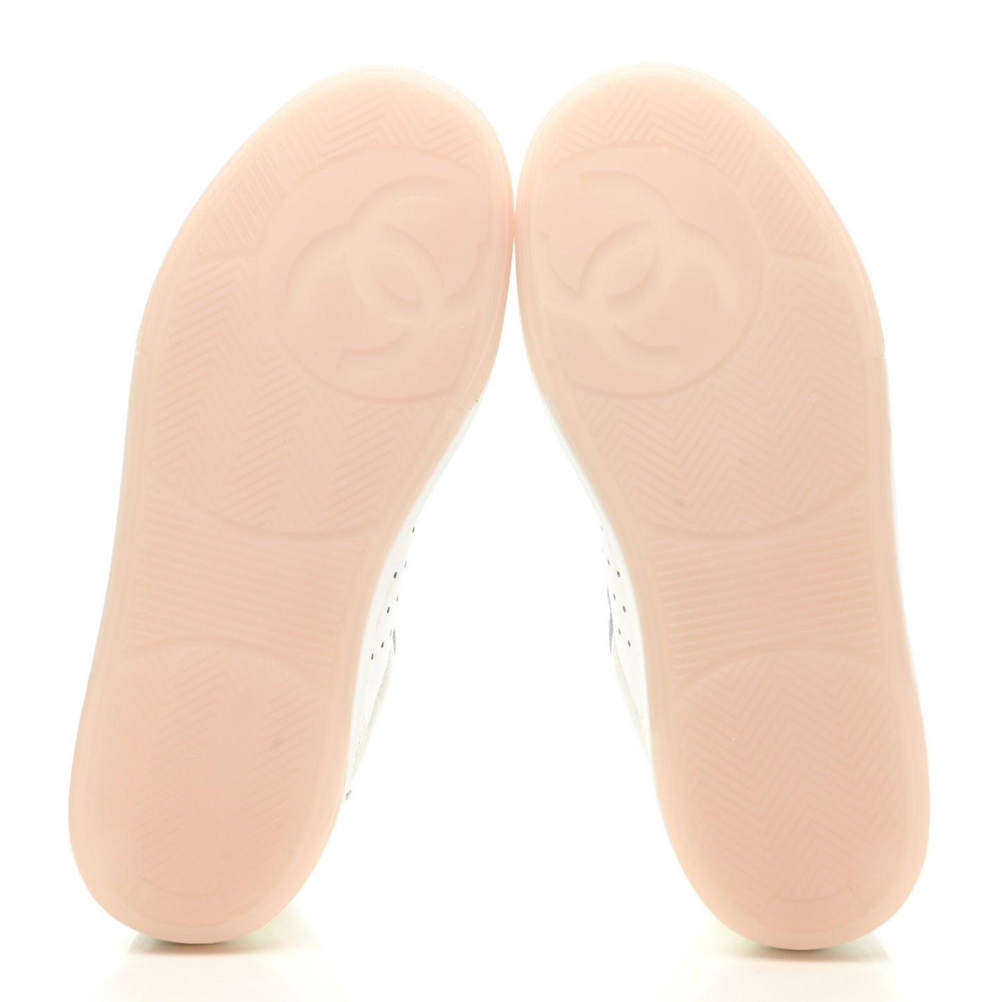 Grained Calfskin Fabric Womens Logo Sneakers 36 White Light Pink