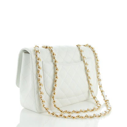 Chanel Caviar Quilted Jumbo Single Flap White 3 of 8