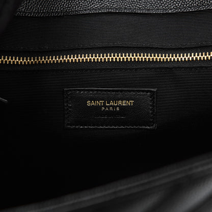 Saint Laurent Grain De Poudre Matelasse Chevron Large Monogram Satchel Black 7 of 8