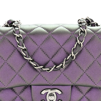 Chanel Iridescent Lambskin Quilted Mini Square Flap Dark Purple 8 of 11