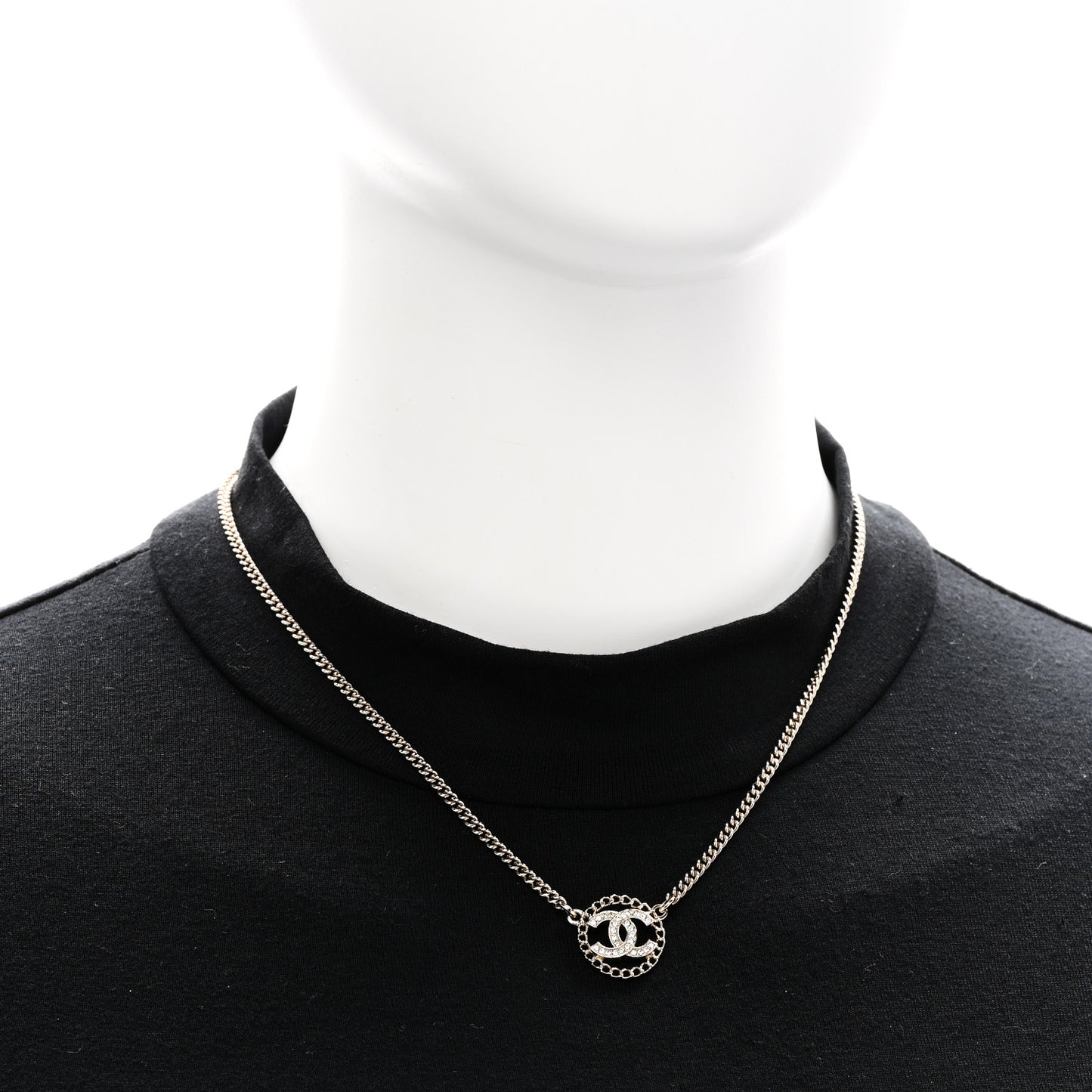 Crystal CC Round Pendant Necklace Gold