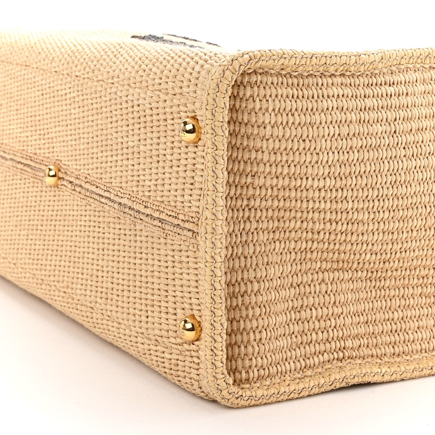 Straw Vitello King Plexiglass Woven Medium Fendi Sunshine Shopper Tote Natural Black