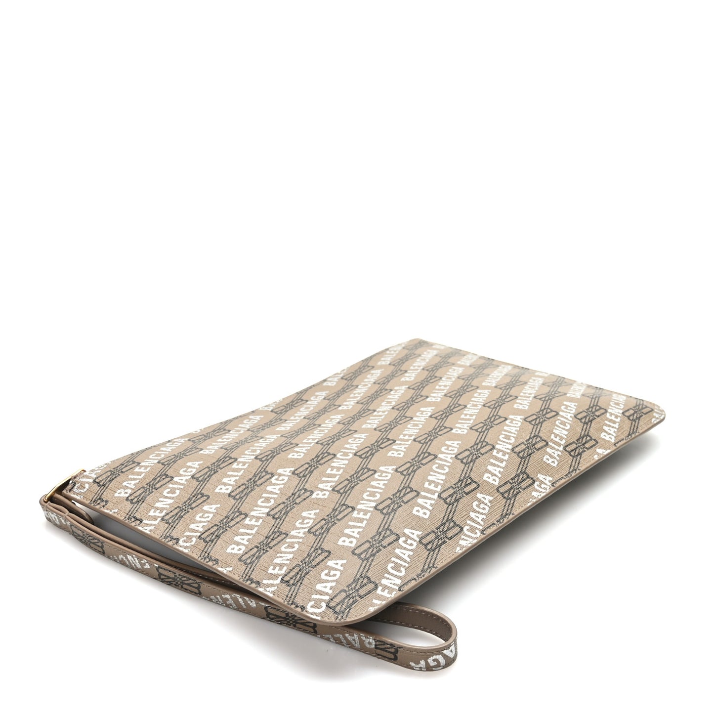 Coated Canvas BB Monogram Allover Logo Clutch Beige Brown