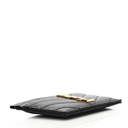 Saint Laurent Grain De Poudre Matelasse Chevron Monogram Credit Card Case Black 4 of 8
