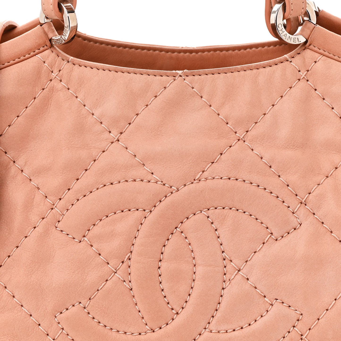 Iridescent Calfskin Quilted Small Sea Hit Tote Light Pink