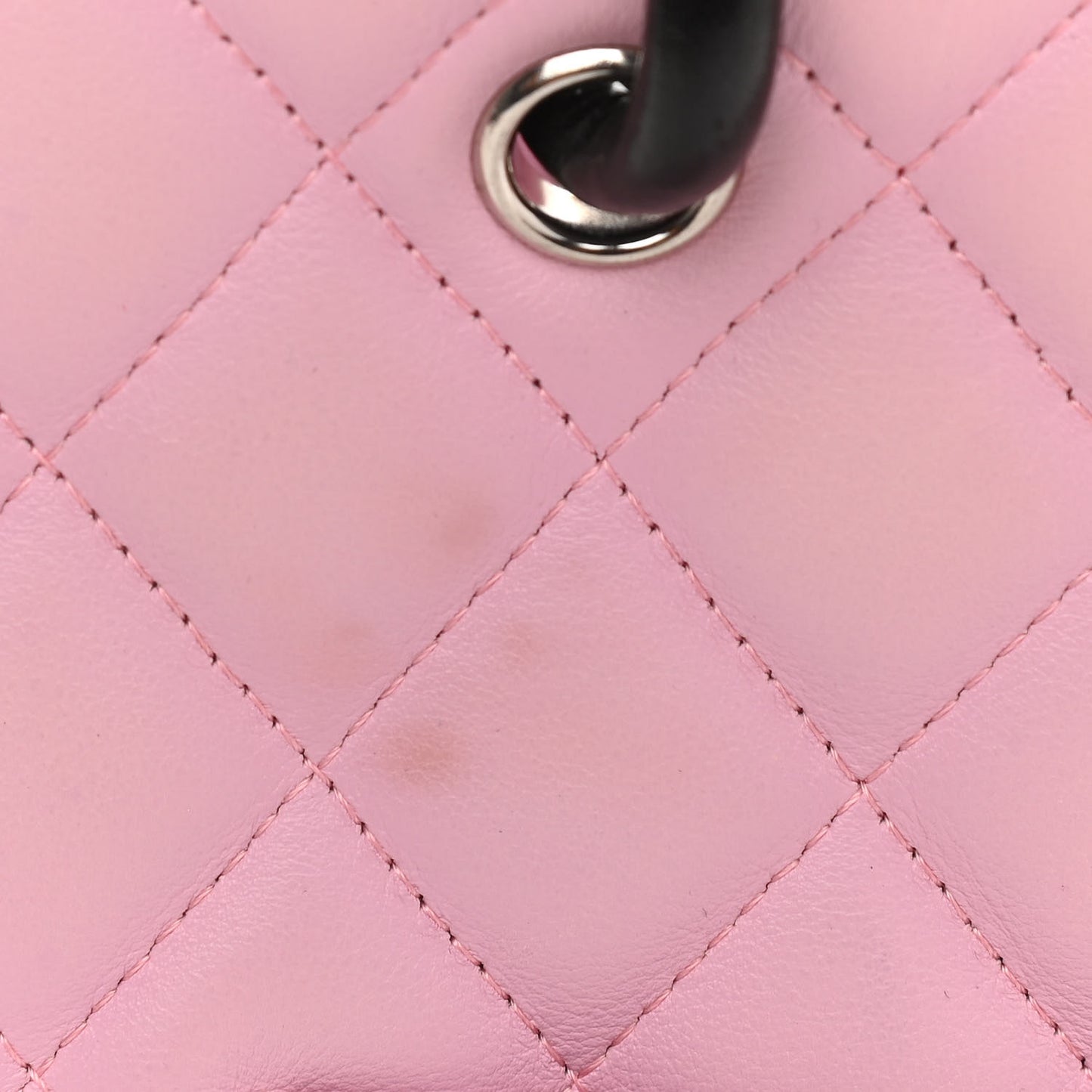 Calfskin Quilted Medium Cambon Tote Pink Black