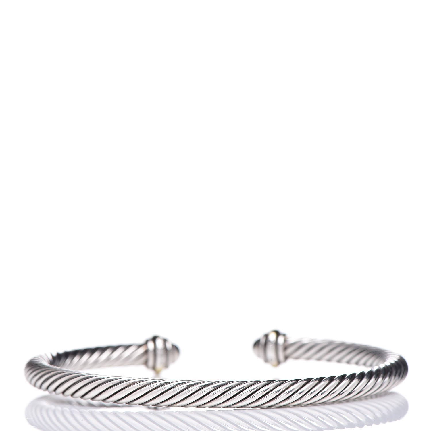 David Yurman Sterling Silver 18K Yellow Gold 4mm Cable Classics Bracelet 3 of 5