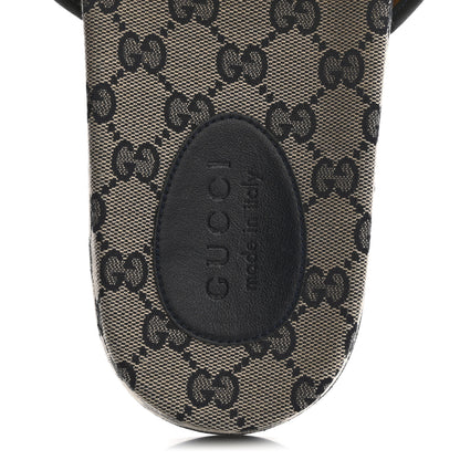 Gucci Canvas GG Monogram Mens Slide Sandals 10 Beige Blue 7 of 9