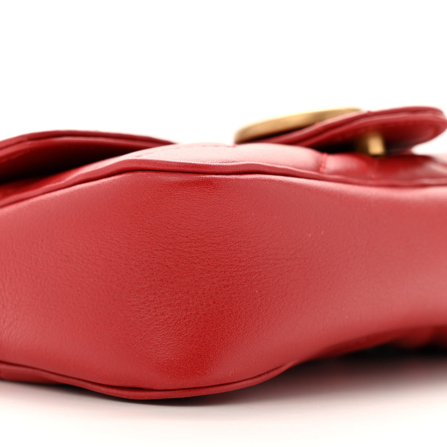 Gucci Calfskin Matelasse Super Mini GG Marmont Shoulder Bag Hibiscus Red 9 of 11