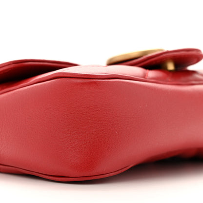 Gucci Calfskin Matelasse Super Mini GG Marmont Shoulder Bag Hibiscus Red 9 of 11
