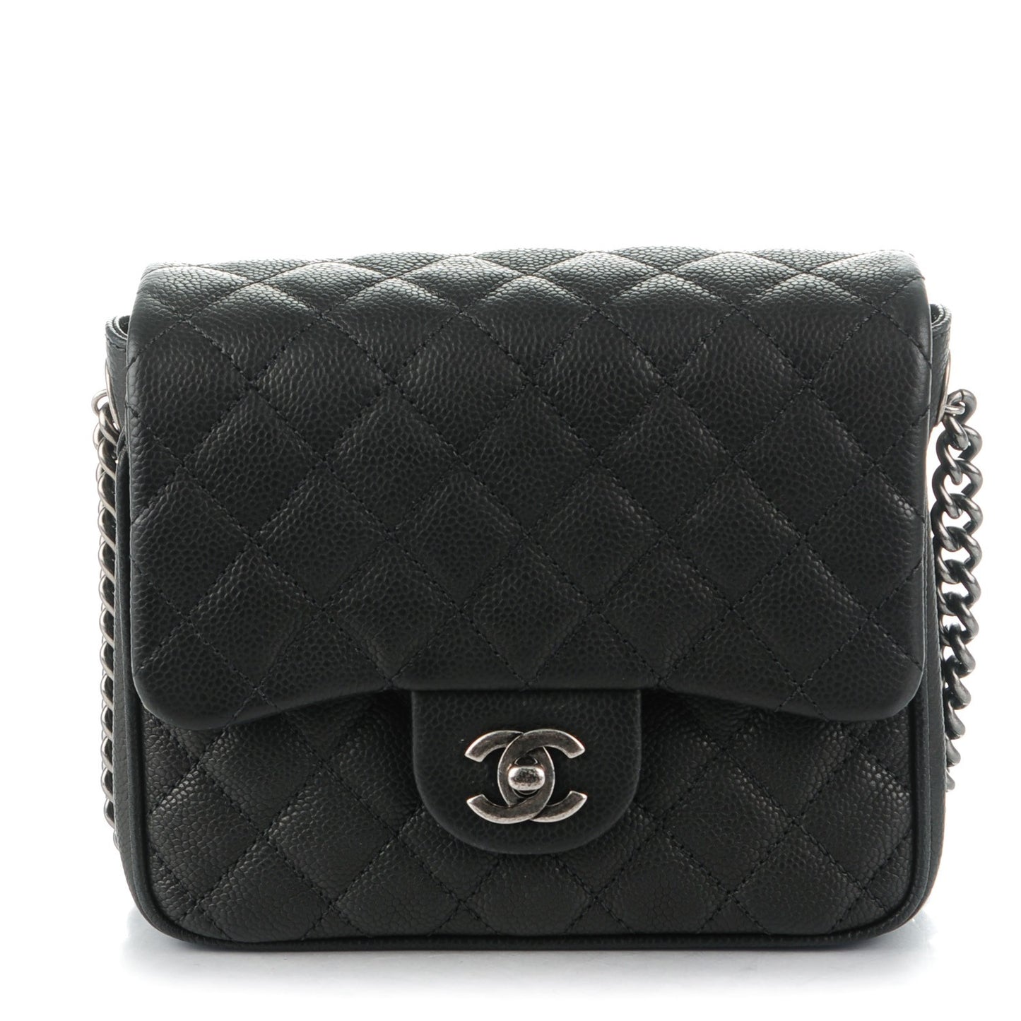 Caviar Quilted Small Rock In Rome Flap Black