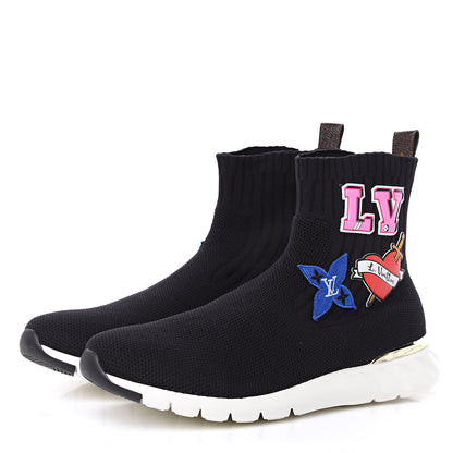 Louis Vuitton Stretch Fabric LV Black Heart Sock Sneaker 42 Black 3 of 9