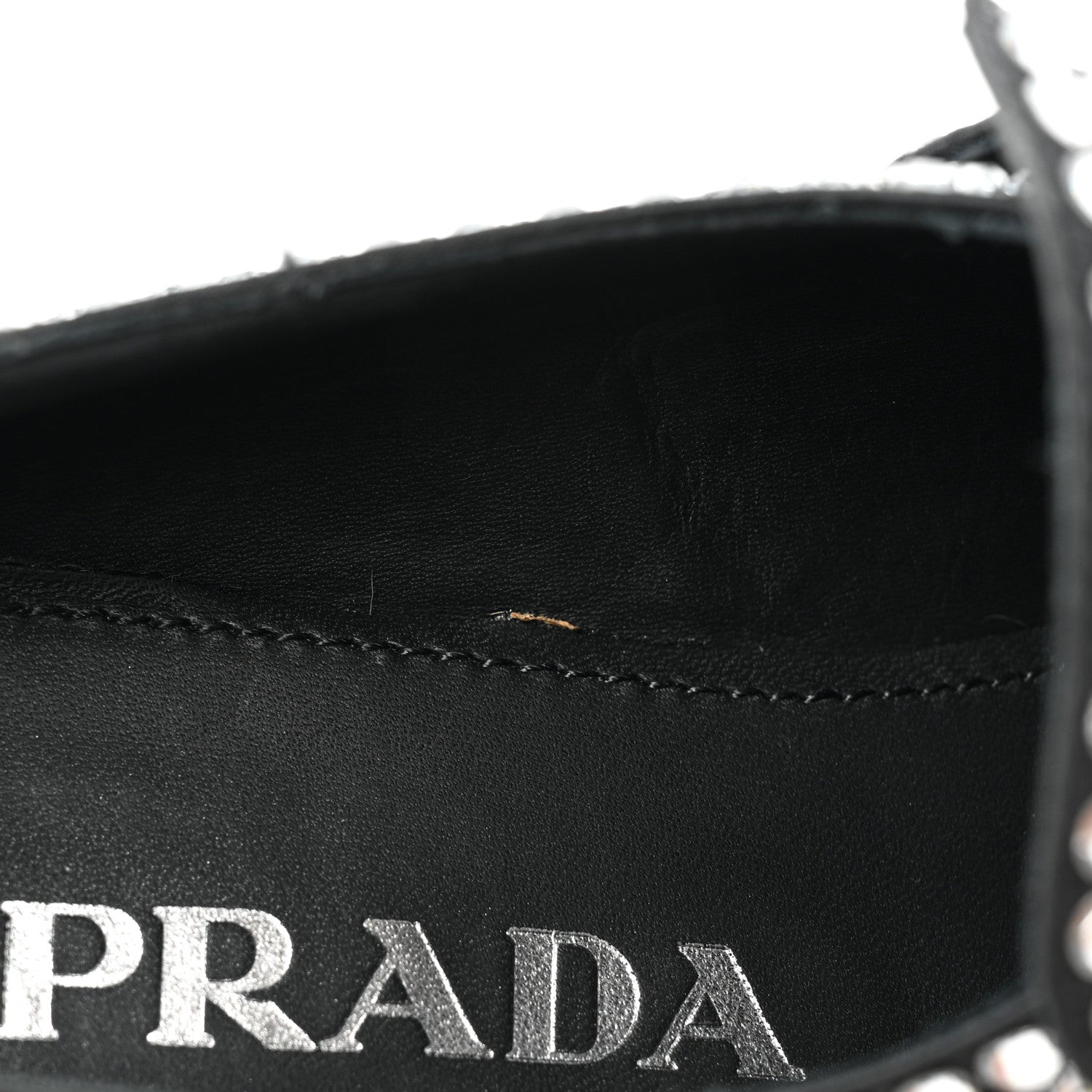 Prada Satin Crystal Metal Triangle Logo 50mm Loafers 36 Cristal 11 of 11