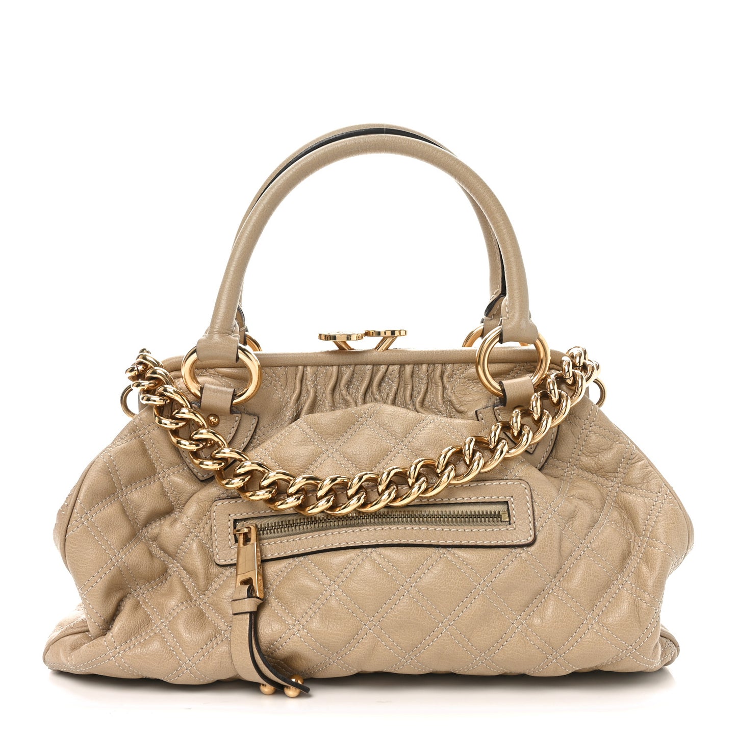 Calfskin Quilted Stam Camel