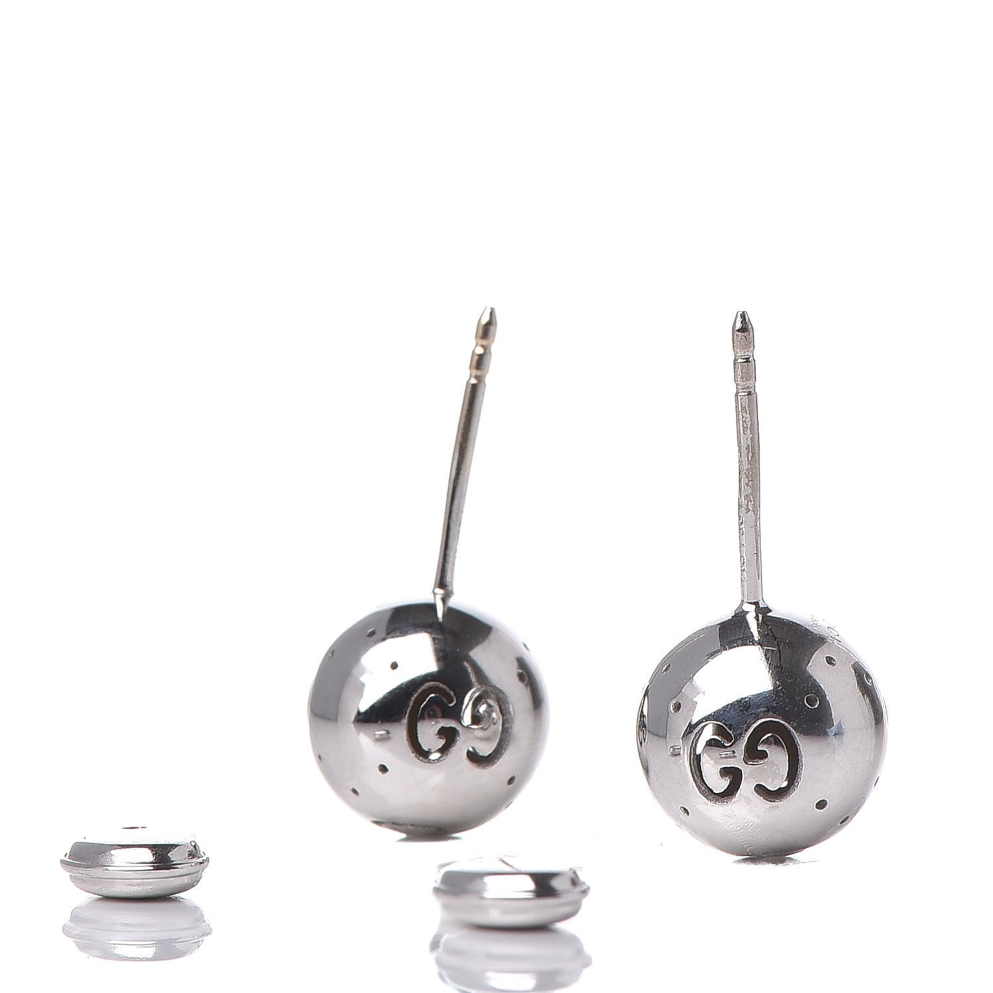 18K White Gold Icon Ball Stud Earrings