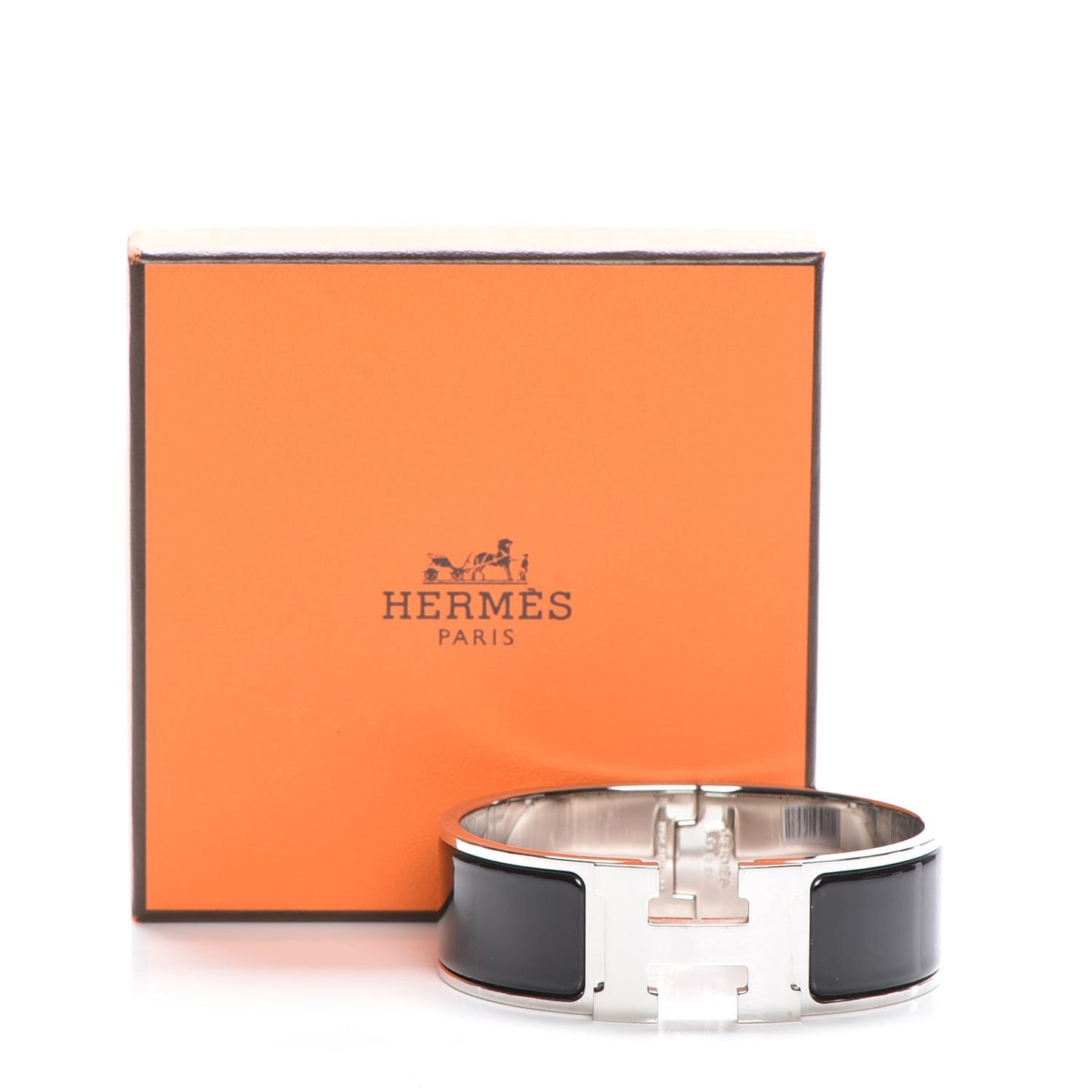 Enamel Wide Clic Clac H Bracelet GM Black