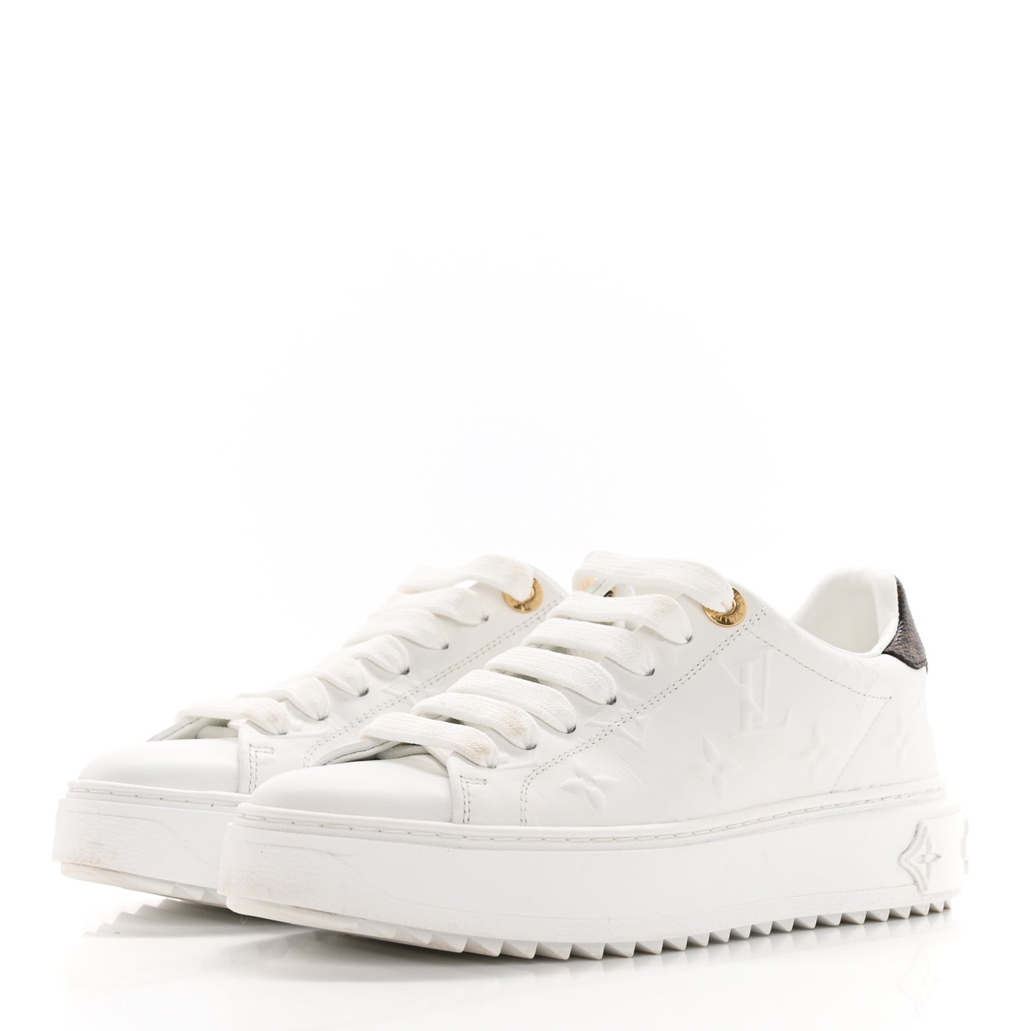 Lambskin Embossed Monogram Time Out Sneakers White