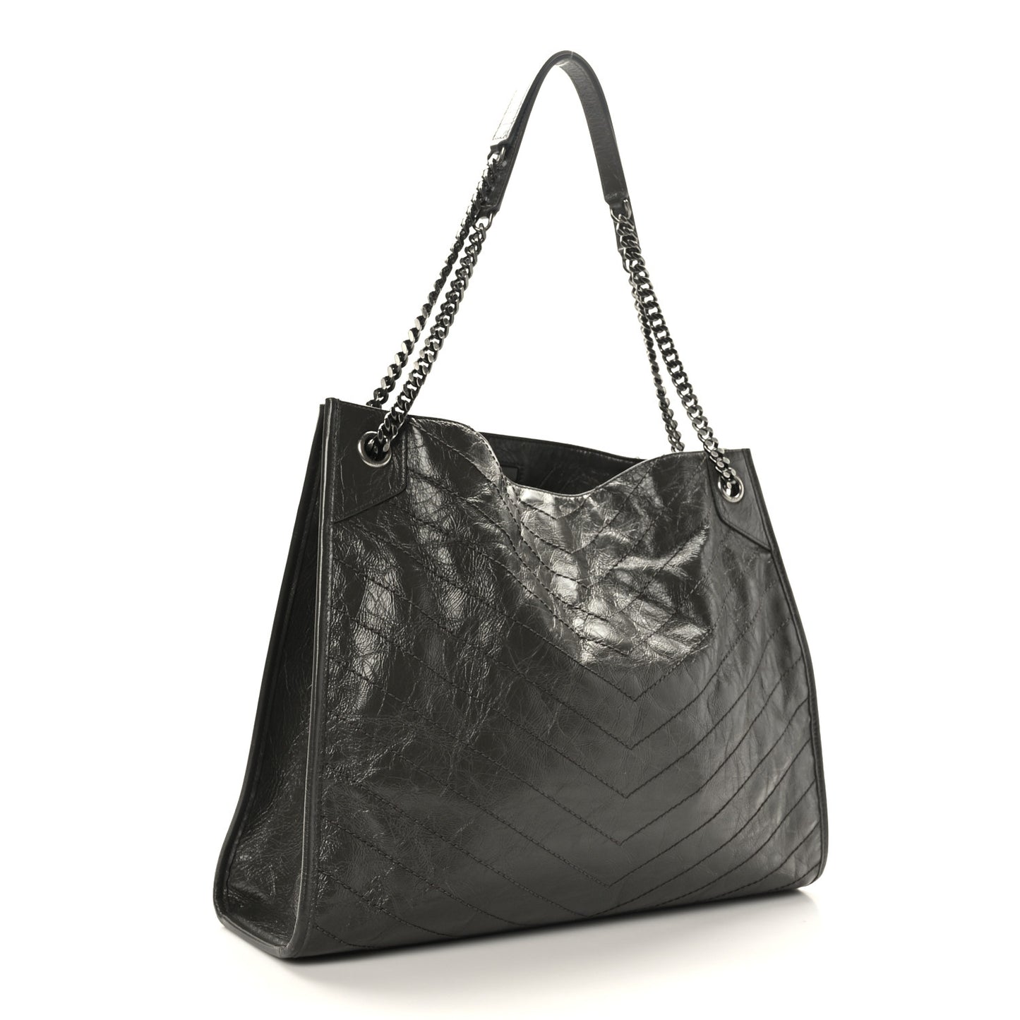 Crinkled Calfskin Matelasse Monogram Niki Shoulder Bag Storm