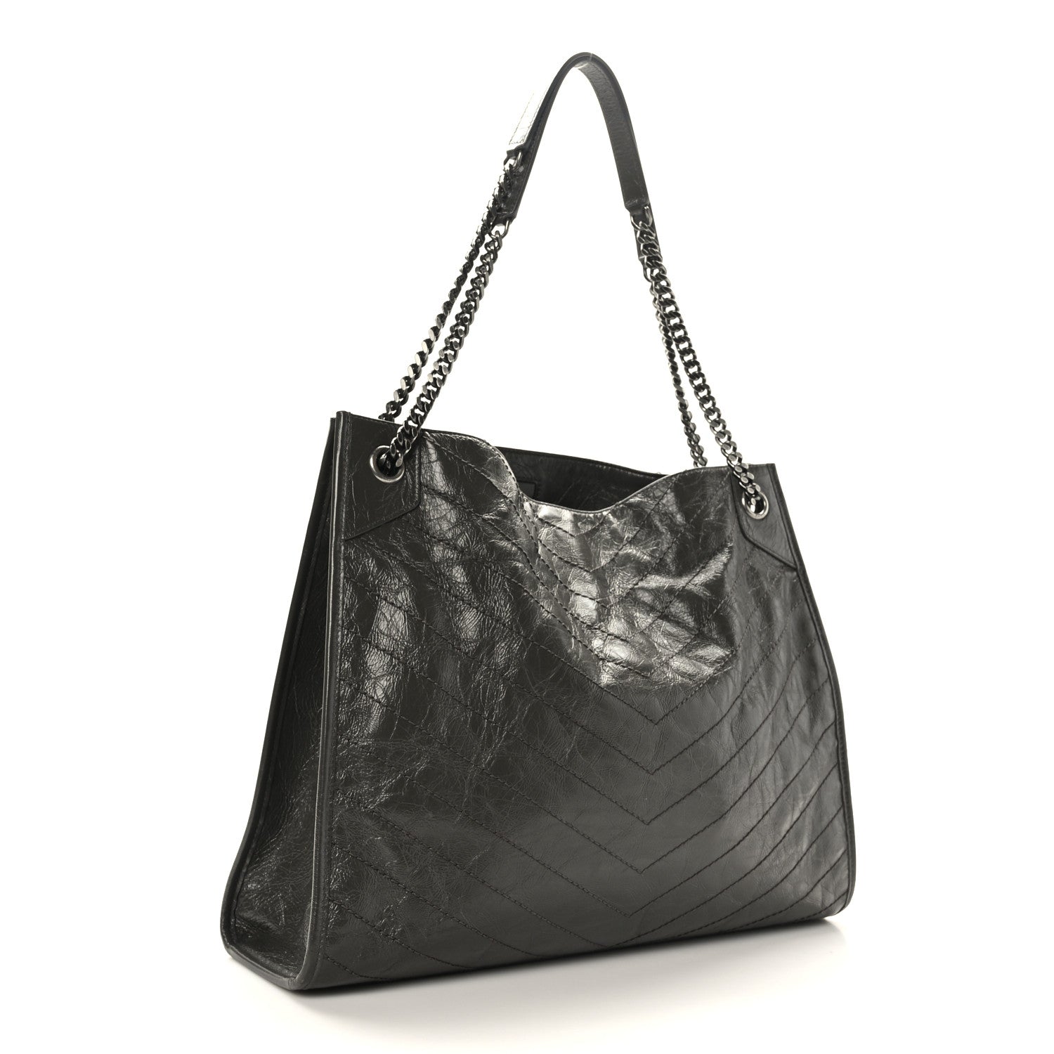 Saint Laurent Crinkled Calfskin Matelasse Monogram Niki Shoulder Bag Storm 3 of 9