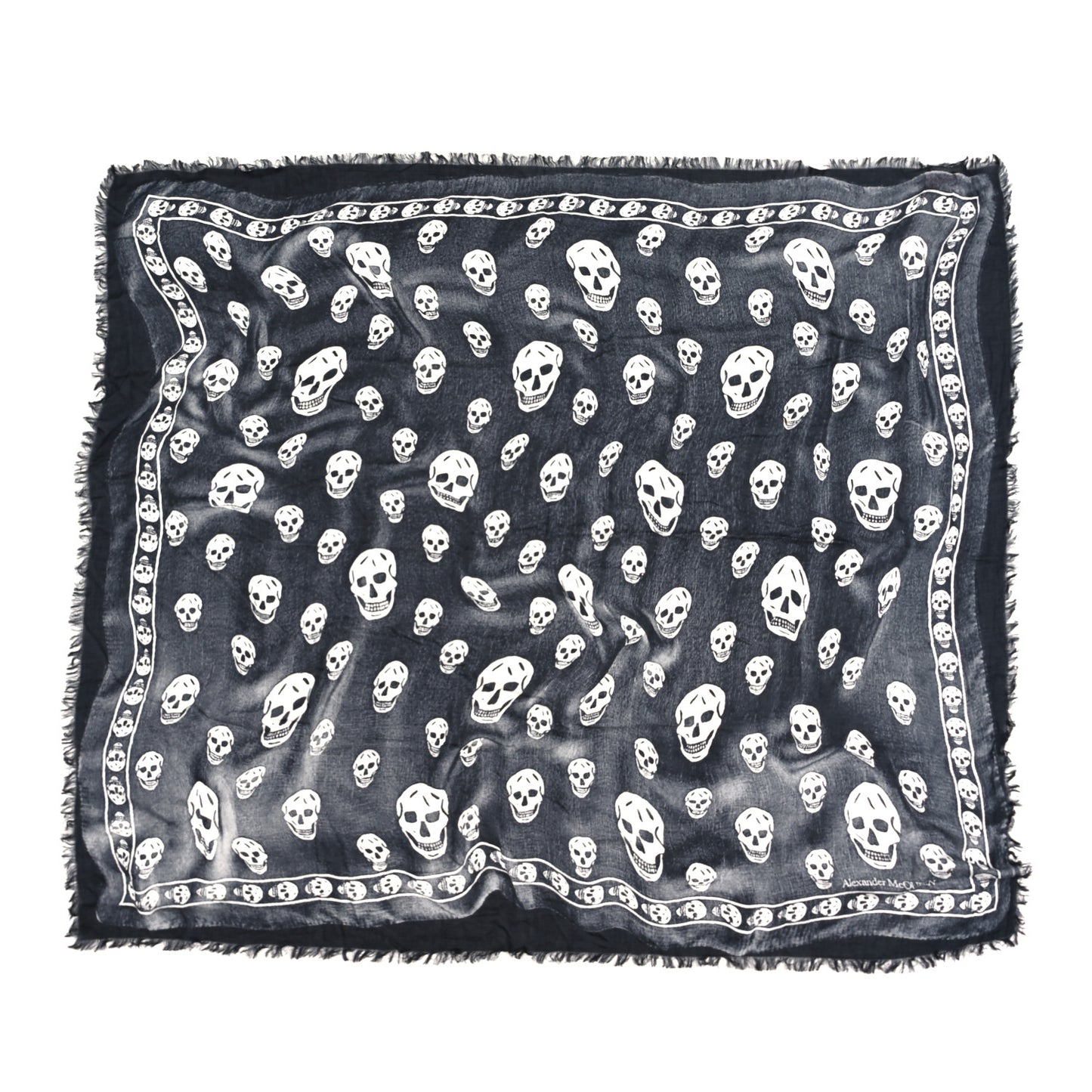 Silk Chiffon Punk Skull Scarf Black Ivory