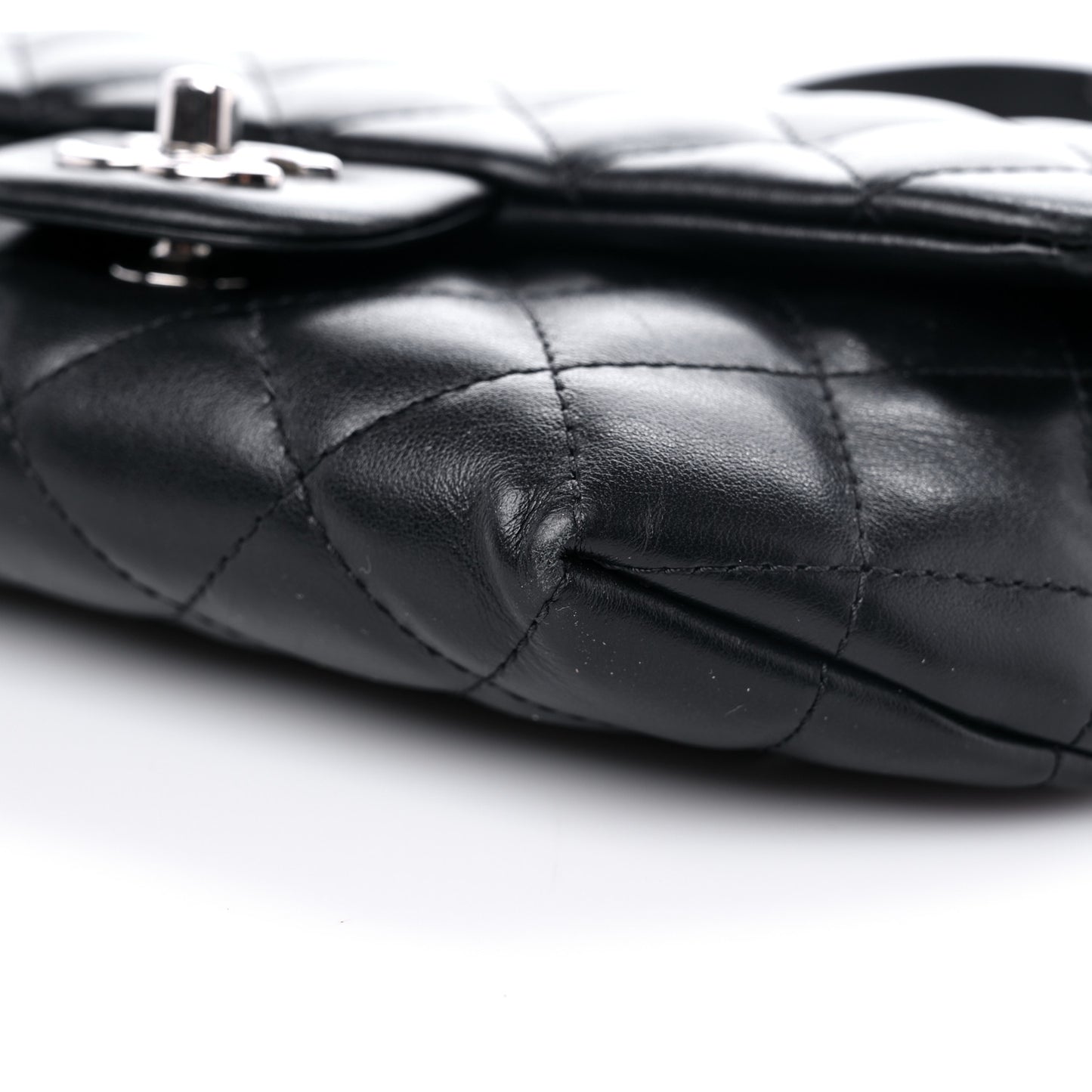Calfskin Quilted CC Uniform Flap Belt Bag Black
