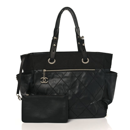 Chanel Coated Canvas Quilted Large Paris Biarritz Tote Black 3 of 11