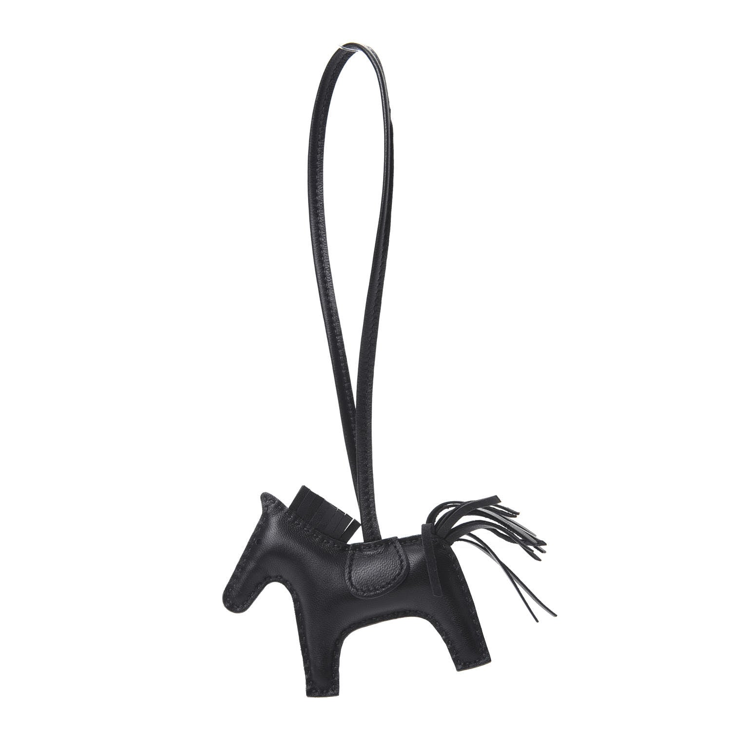 Hermes Milo Lambskin Grigri Rodeo Horse Bag Charm PM So Black 1 of 5