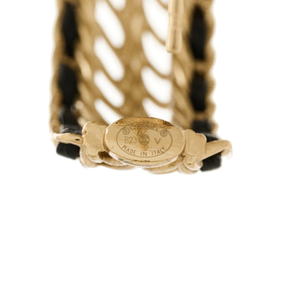 Chanel Crystal Lambskin CC Double Chain Hoop Earrings Gold Black 4 of 4