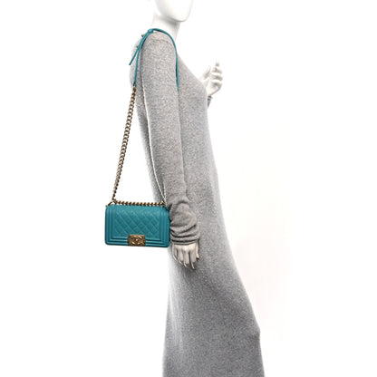 Chanel Caviar Quilted Small Boy Flap Turquoise 2 of 10