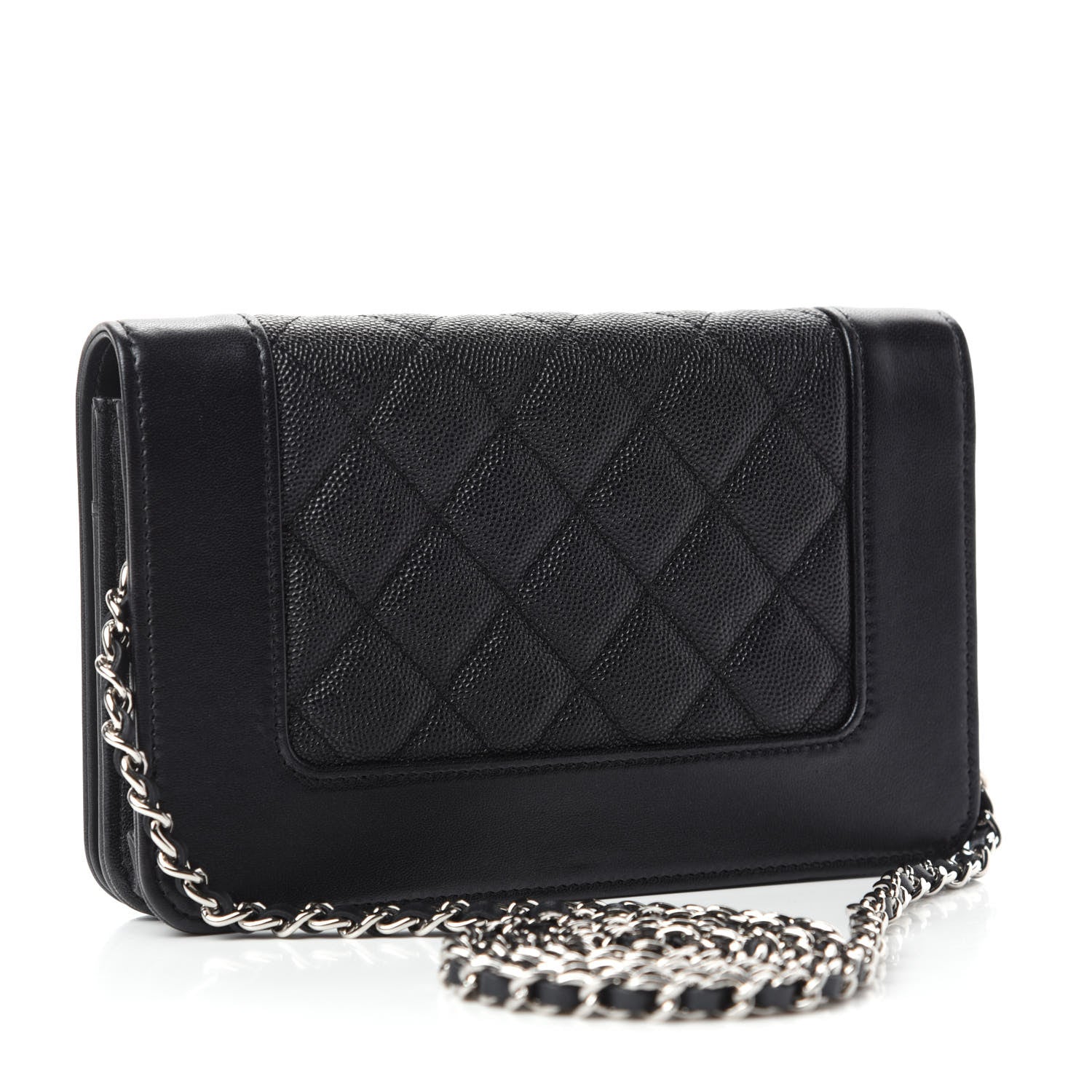 Chanel Caviar Quilted Vintage Mademoiselle Wallet On Chain WOC Black 3 of 13