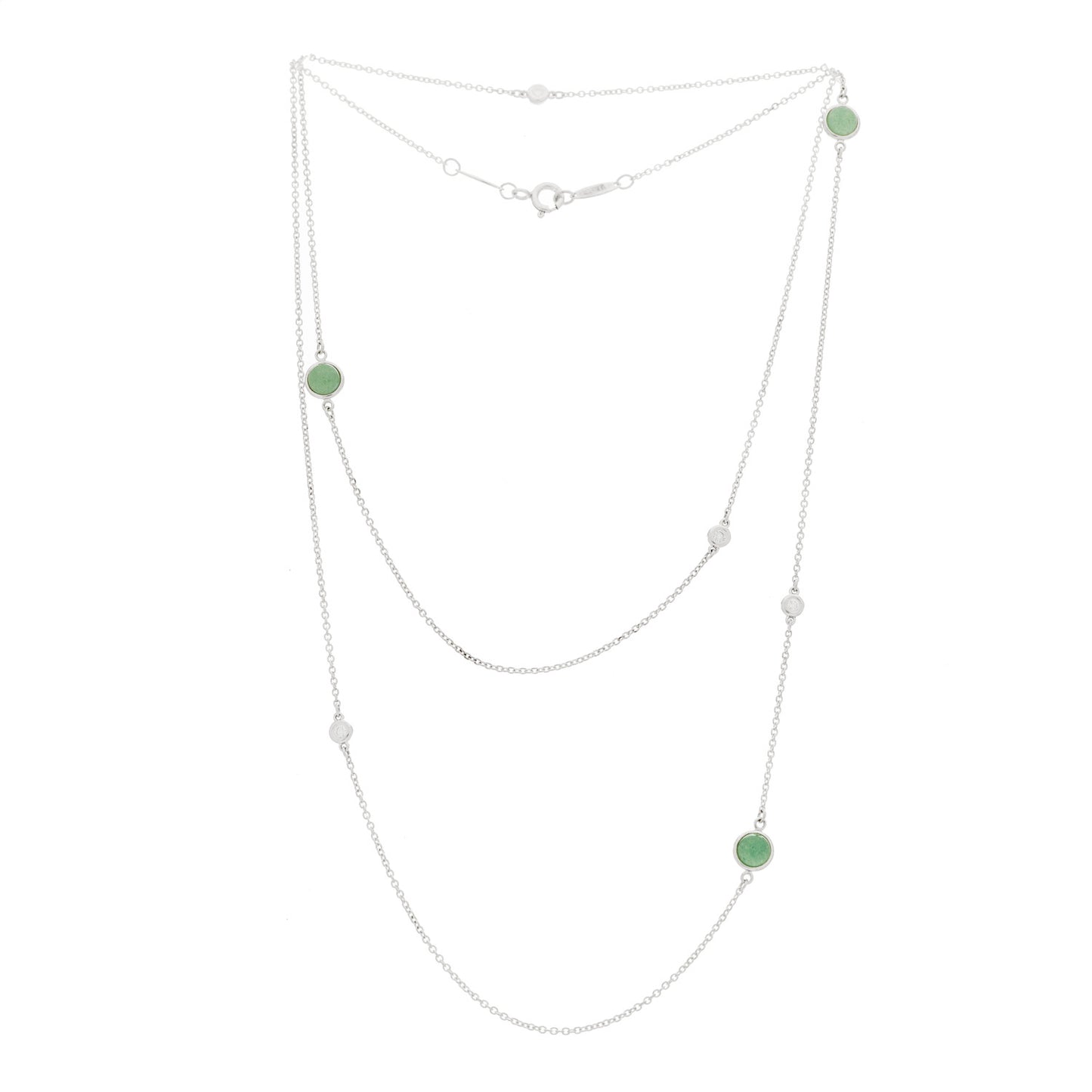 Sterling Silver Diamond Green Aventurine Elsa Peretti Color By The Yard Sprinkle Necklace