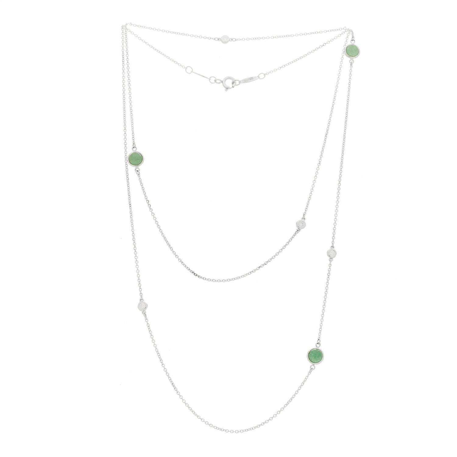 Tiffany Sterling Silver Diamond Green Aventurine Elsa Peretti Color By The Yard Sprinkle Necklace 3 of 6