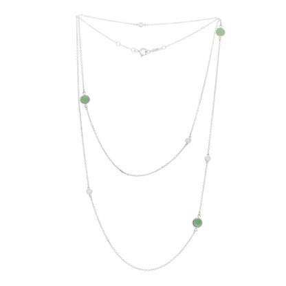 Tiffany Sterling Silver Diamond Green Aventurine Elsa Peretti Color By The Yard Sprinkle Necklace 3 of 6