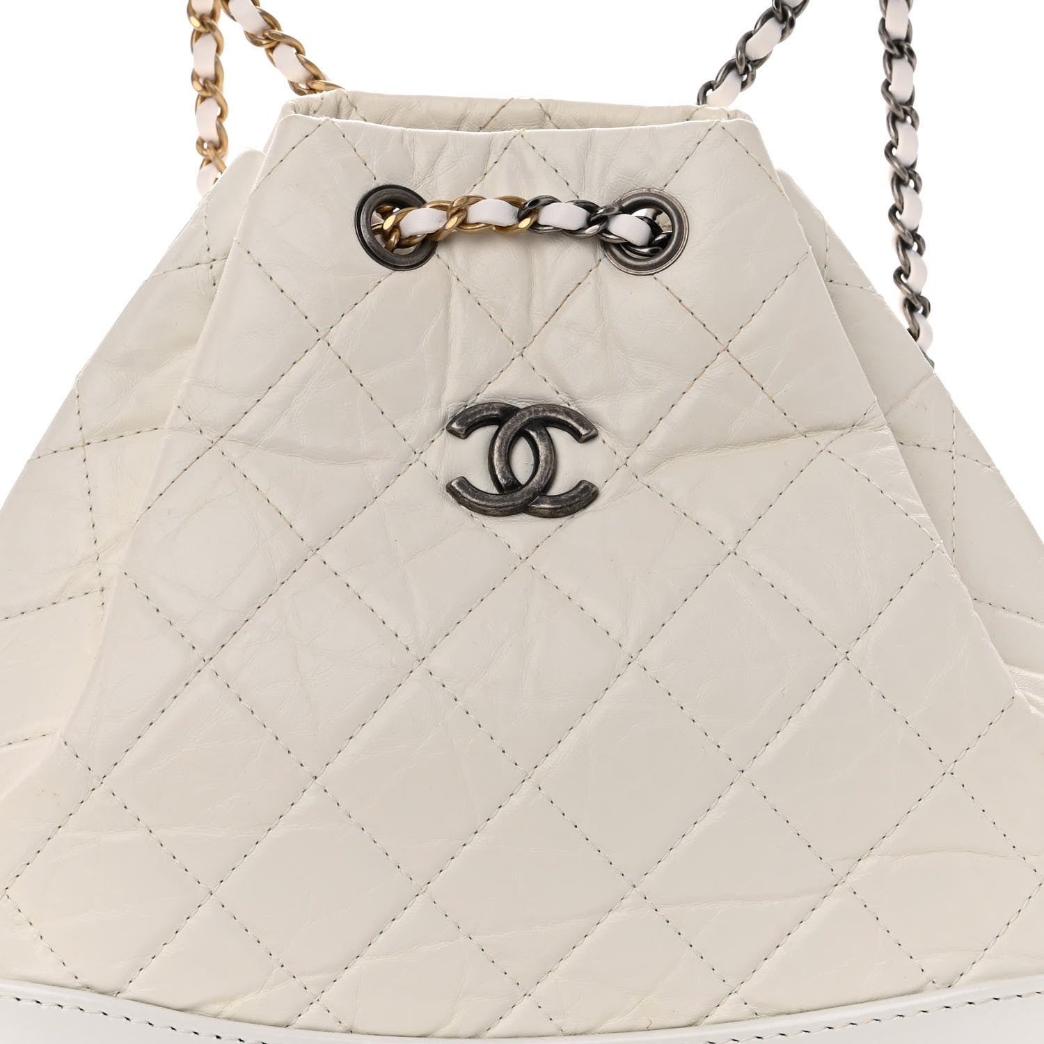Chanel Aged Calfskin Quilted Small Gabrielle Backpack White 7 of 9