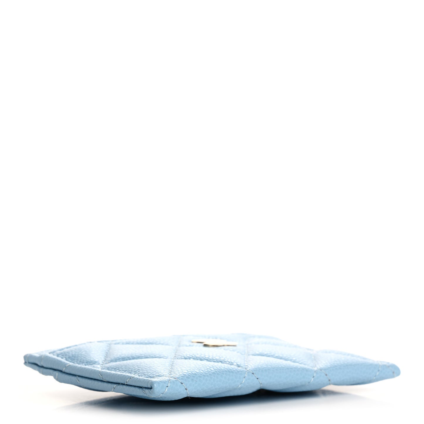 Caviar Quilted Card Holder Light Blue